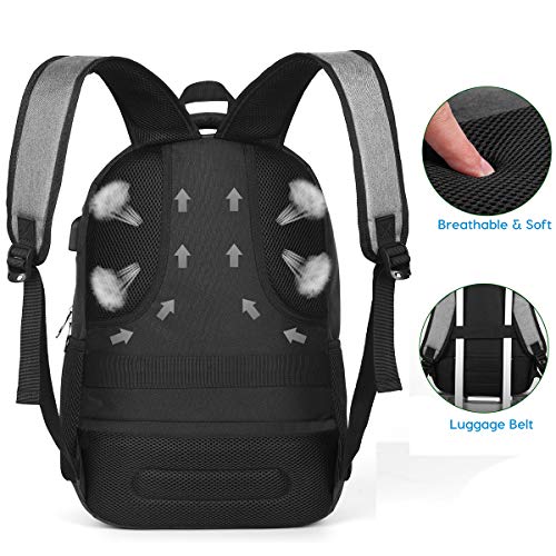 Yamtion Mochila escolar para hombre, jóvenes, adolescentes, portátil, con puerto de carga USB, para ordenador portátil de 17 pulgadas, mochila para colegio, escuela, viajes, 40 l