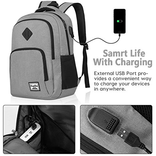 Yamtion Mochila escolar para hombre, jóvenes, adolescentes, portátil, con puerto de carga USB, para ordenador portátil de 17 pulgadas, mochila para colegio, escuela, viajes, 40 l