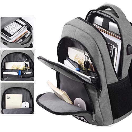 Yamtion Mochila escolar para hombre, jóvenes, adolescentes, portátil, con puerto de carga USB, para ordenador portátil de 17 pulgadas, mochila para colegio, escuela, viajes, 40 l