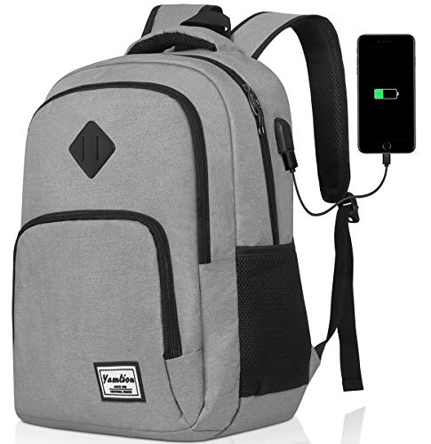 Yamtion Mochila escolar para hombre, jóvenes, adolescentes, portátil, con puerto de carga USB, para ordenador portátil de 17 pulgadas, mochila para colegio, escuela, viajes, 40 l