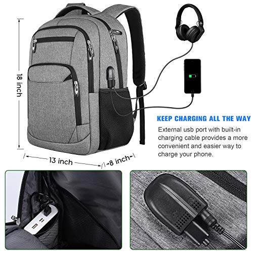 YAMTION Mochila Portátil, Mochila para Ordenador Portátil, Mochilas Escolares Bolso de Escuela Adolescente Mochila Hombre Mochila Mujer para 15.6" Portátil Mochila Escolar Impermeable (C25 Grey)