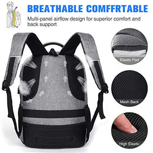 YAMTION Mochila Portátil, Mochila para Ordenador Portátil, Mochilas Escolares Bolso de Escuela Adolescente Mochila Hombre Mochila Mujer para 15.6" Portátil Mochila Escolar Impermeable (C25 Grey)