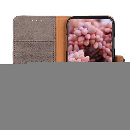 YANCAI Funda Protectora For Alcatel 1S / 1V / 3L 2020 Funda de Cuero Piel de Vaca Textura 2020 2020 Giro Horizontal con el sostenedor y Ranuras for Tarjetas y Monedero (Color : Khaki)