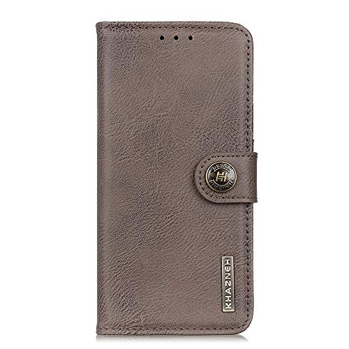 YANCAI Funda Protectora For Alcatel 1S / 1V / 3L 2020 Funda de Cuero Piel de Vaca Textura 2020 2020 Giro Horizontal con el sostenedor y Ranuras for Tarjetas y Monedero (Color : Khaki)