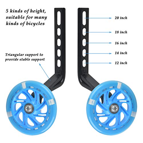 YANSHON Ruedas de entrenamiento de bicicleta para niños de 2 14 16 18 20 pulgadas, estabilizador universal para bicicleta de una sola velocidad