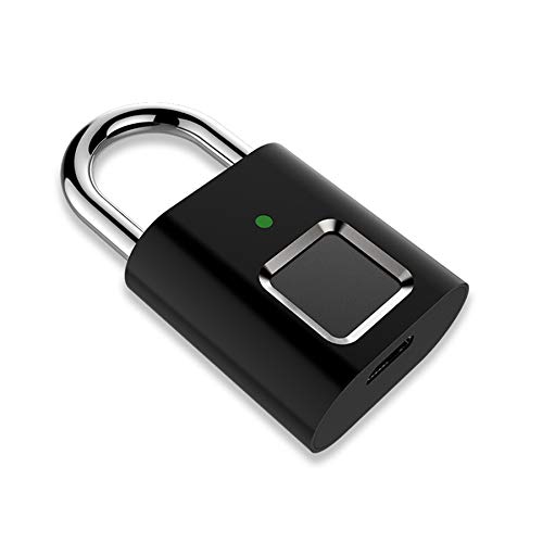 Yantan Candado inteligente para puerta con huellas dactilares, IP65, resistente al agua, digital, portátil, con USB, sin llave