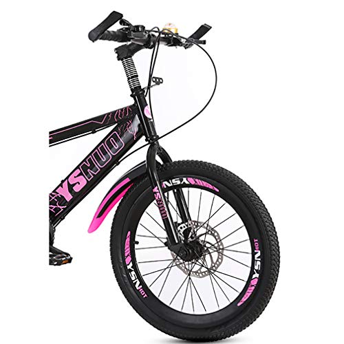 YAOXI Bicicleta De Montaña con Llantas Hecho De Aleación De Aluminio, Mango Antideslizante Variable Velocidad Frenos De Disco En Frente Y Detras Niño-Niña Bicicletas,Black/Pink,22Inch