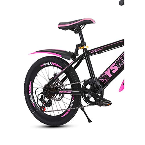 YAOXI Bicicleta De Montaña con Llantas Hecho De Aleación De Aluminio, Mango Antideslizante Variable Velocidad Frenos De Disco En Frente Y Detras Niño-Niña Bicicletas,Black/Pink,22Inch