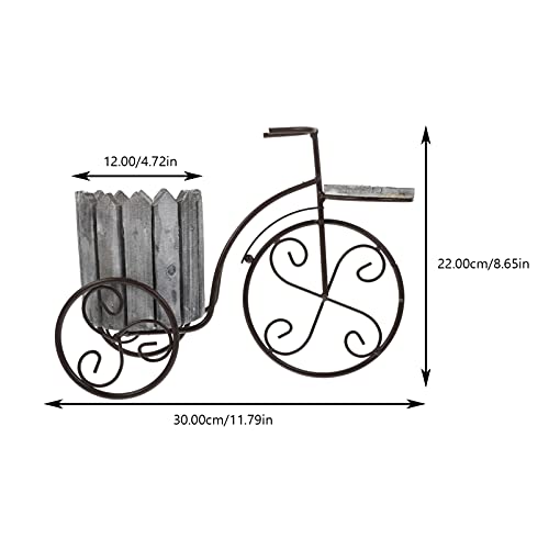 Yardwe Macetero para bicicleta con soporte para suculentas, florero, arreglo floral, mesa central para interior o tienda, color gris