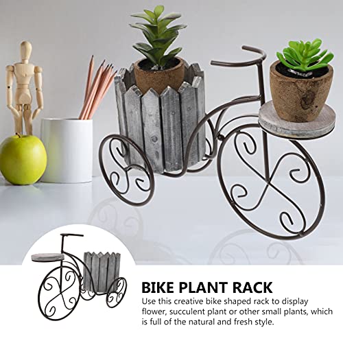 Yardwe Macetero para bicicleta con soporte para suculentas, florero, arreglo floral, mesa central para interior o tienda, color gris