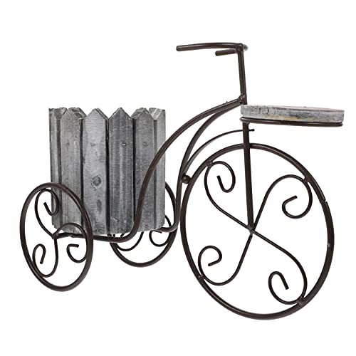 Yardwe Macetero para bicicleta con soporte para suculentas, florero, arreglo floral, mesa central para interior o tienda, color gris