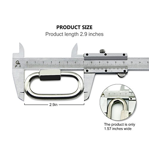 Yasorn 2-Pack M8 de Acero Inoxidable D Forma de Bloqueo Mosquetón Quick Link Llavero de la Hebilla