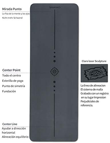 YAWHO Colchoneta de Yoga Esterilla Yoga Material medioambiental TPE,Modelo:183cmx66cm Espesor:6milímetros,Tapete de Deporte Grande y Antideslizante,Mochilas como Regalos (Grey)