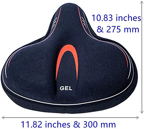 YBEKI Funda para Asiento De Bicicleta Estática, Cómodo Cojín Grande para Silla De Bicicleta Relleno De Gel y Espuma De Alta Densidad, Cojín para Silla De Bicicleta Más Elástico y Suave (Rojo)