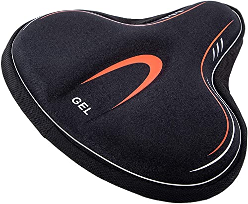 YBEKI Funda para Asiento De Bicicleta Estática, Cómodo Cojín Grande para Silla De Bicicleta Relleno De Gel y Espuma De Alta Densidad, Cojín para Silla De Bicicleta Más Elástico y Suave (Rojo)