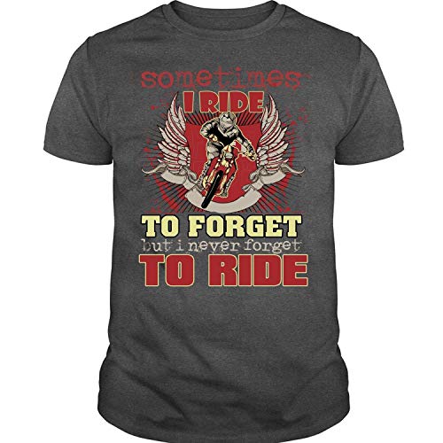 YBshirt Hombre's But I Never Forget to Ride T Shirt, Sometimes I Ride to Forget Cotton Funny Printed Xmas Gift tee
