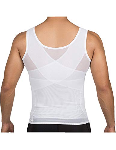 YCUEUST Camiseta de Tirantes Compresión Camisetas Interiores Elástica Vest Blanco x-Large