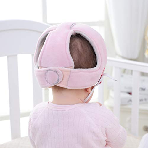 YeahiBaby Casco de seguridad para bebes cómodo y ajustable para proteger cabeza aprender gatear andar caminar correr jugar (Rosa)