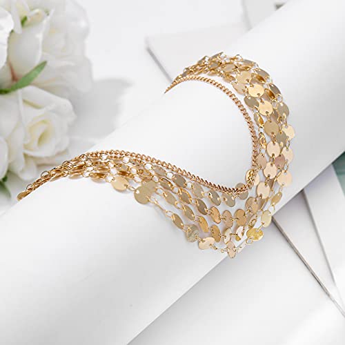 Yean - Cadena bohemia de oro para la cabeza, accesorio para mujeres y niñas (dorado)