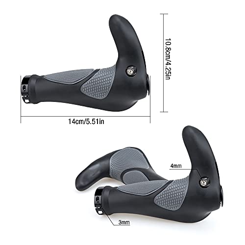 YeenGreen Puños Bicicleta Ergonomicos, Puños Ergonomicos MTB Specialized, Puños Manillar de Bicicleta, Silicona Antideslizante y Amortiguadora, Calibre 2,22 cm (Negro)