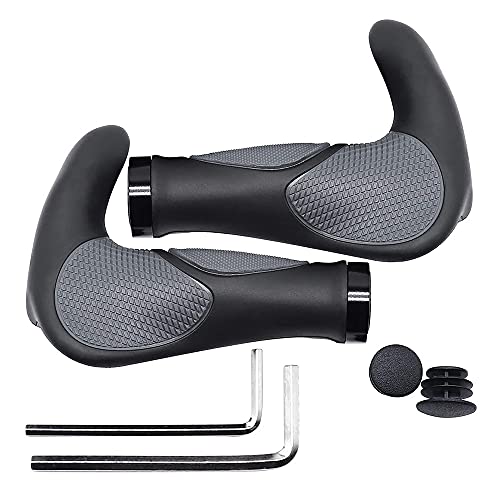 YeenGreen Puños Bicicleta Ergonomicos, Puños Ergonomicos MTB Specialized, Puños Manillar de Bicicleta, Silicona Antideslizante y Amortiguadora, Calibre 2,22 cm (Negro)