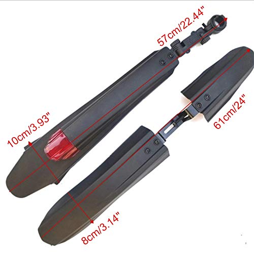 YFCTLM Guardabarros de Bicicletas Duradera Fender Fender for Bicicleta con Reflector de luz MTB Parte Posterior del Frente Guardabarros Alas Ciclo de la Bici de montaña Accesorios de Bicicletas