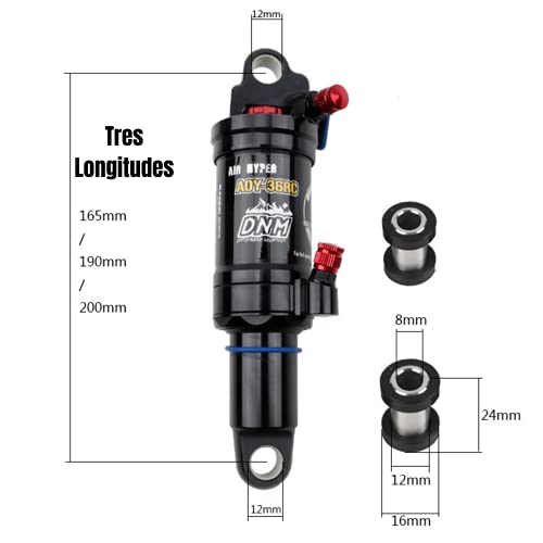 YGXICN Amortiguador Trasero Bici Montaña Choque MTB Aire Trasero con Bloqueo 165/190 / 200mm MTB Bicicleta en declive de la Bobina de Choque Trasero (Color : 165mm)