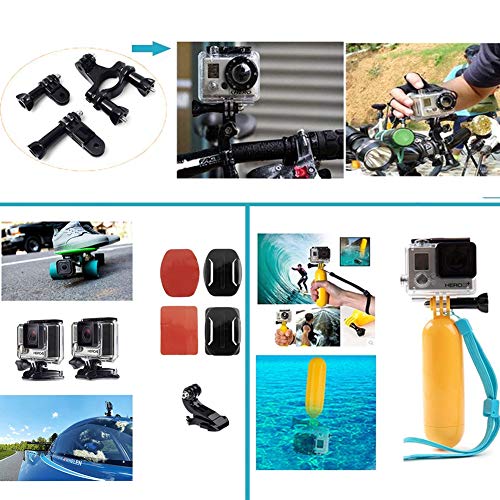 YHTSPORT - Kit de accesorios de cámara de acción para GoPro Hero 9 8 Max 7 6 5 4 negro, GoPro 2018, Session Fusion, plata, blanco Insta360 DJI SJCAM APEMAN AKASO y otras cámaras (29 en 1)