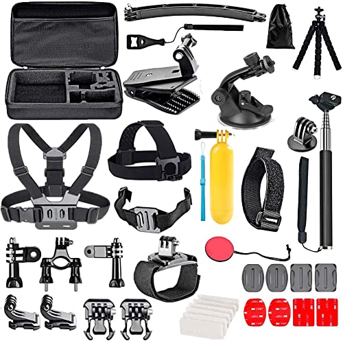 YHTSPORT - Kit de accesorios de cámara de acción para GoPro Hero 9 8 Max 7 6 5 4 negro, GoPro 2018, Session Fusion, plata, blanco Insta360 DJI SJCAM APEMAN AKASO y otras cámaras (29 en 1)