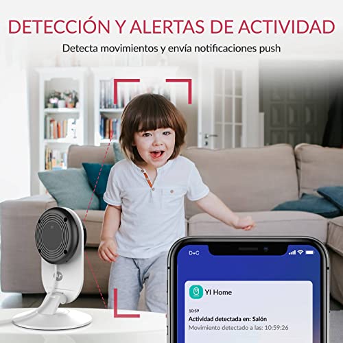 YI Cámara Vigilancia, Cámara IP Wifi 1080p Sistema de Seguridad de Full HD, Detección de Movimiento, Visión Nocturna, Audio de 2 Vias y Nube con App para iOs y Android (Blanco)