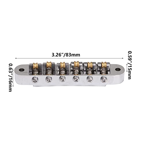 yibuy hierro guitarra tune-o-matic puente rodillo sillín para guitarra eléctrica de repuesto plata