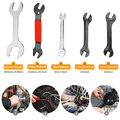 yideng reparación de Bicicletas Profesional un Kit de Herramientas con Estuche de Transporte, 44 Piezas Universal de reparación de Bicicletas Herramientas función Multi Bicicletas reparación