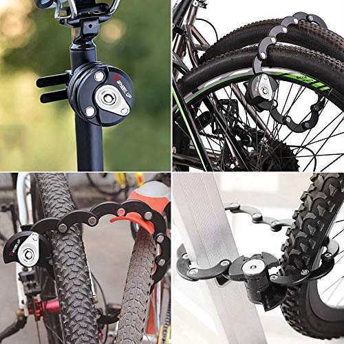 Yidenguk - Candado de bicicleta portátil plegable para bicicleta de acero aleado antirrobo con llaves y soporte de bloqueo para adolescentes y adultos