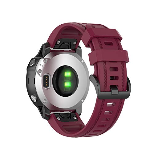 Yikamosi Compatible con Garmin Fenix 6S Correa,liberación rápida Silicona Suave Cierre de Acero Inoxidable Correas de Repuesto para Garmin Garmin Fenix 6S/Fenix 5S/Fenix 5S Plus,Vino Rojo