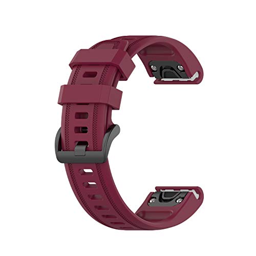 Yikamosi Compatible con Garmin Fenix 6S Correa,liberación rápida Silicona Suave Cierre de Acero Inoxidable Correas de Repuesto para Garmin Garmin Fenix 6S/Fenix 5S/Fenix 5S Plus,Vino Rojo