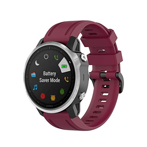 Yikamosi Compatible con Garmin Fenix 6S Correa,liberación rápida Silicona Suave Cierre de Acero Inoxidable Correas de Repuesto para Garmin Garmin Fenix 6S/Fenix 5S/Fenix 5S Plus,Vino Rojo