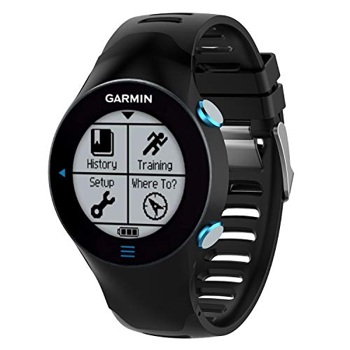 Yikamosi Compatible con Garmin Forerunner 610 Correa,de Silicona Suave Correa de Reloj Stainless Steel Clasp Respirable Reemplaz Atar con Correa para Garmin Forerunner 610(Black)