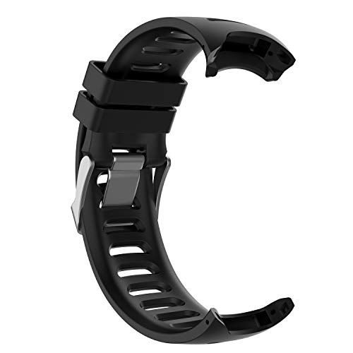 Yikamosi Compatible con Garmin Forerunner 610 Correa,de Silicona Suave Correa de Reloj Stainless Steel Clasp Respirable Reemplaz Atar con Correa para Garmin Forerunner 610(Black)