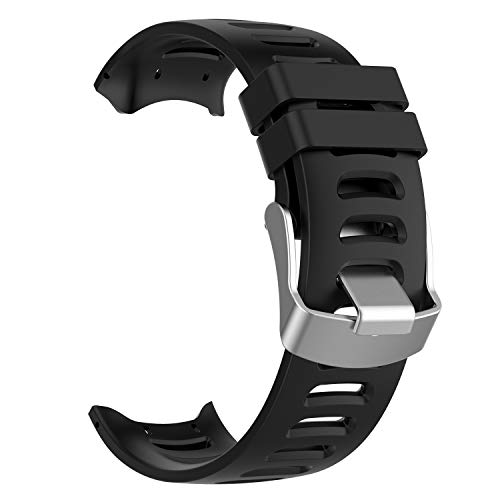 Yikamosi Compatible con Garmin Forerunner 610 Correa,de Silicona Suave Correa de Reloj Stainless Steel Clasp Respirable Reemplaz Atar con Correa para Garmin Forerunner 610(Black)