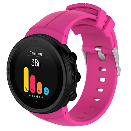 Yikamosi Compatible con Suunto Spartan Ultra Correa,liberación rápida Silicona Suave Cierre de Acero Inoxidable Correas de Repuesto para Suunto Spartan Ultra GPS Smart Watch,Rosa roja