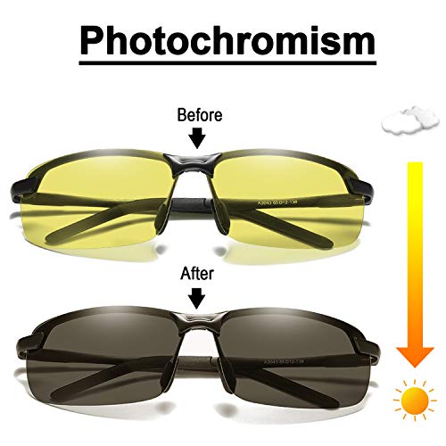 YIMI Gafas de Sol Hombre Deportivas Polarizadas Fotocromaticas Para Hombre y Mujer Conducción Ciclismo Moto Pesca Esqui Golf Running Deporte Al Aire Libre Rectangulares Protección 100% UVA UVB