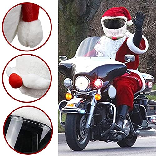 Yirepny Funda de casco de motocicleta de Navidad Santa Claus para motocicleta, divertido y loco, para fiestas al aire libre, personalizada, para cascos, color rojo y blanco