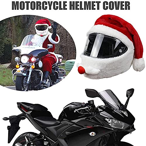 Yirepny Funda de casco de motocicleta de Navidad Santa Claus para motocicleta, divertido y loco, para fiestas al aire libre, personalizada, para cascos, color rojo y blanco