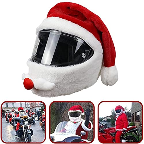 Yirepny Funda de casco de motocicleta de Navidad Santa Claus para motocicleta, divertido y loco, para fiestas al aire libre, personalizada, para cascos, color rojo y blanco