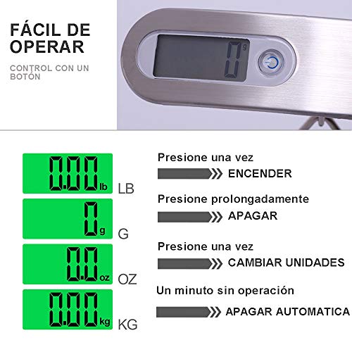 YiYunTE Balanza Báscula Digital para Maleta Escala del Equipaje Pesa Maleta Pantalla LCD Báscula de Mano 50KG Capacidad para Maleta de Viaje Báscula Pesca Digital Portátil para Maleta Equipaje Viaje