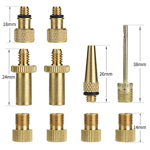 Yizhet 10 x Adaptador de Valvula de Bicicleta Adaptador DV AV SV Válvula Presta Schrader Dunlop Válvula Adaptador para Compresor Bomba de Pie/Marco para Hinchar Bicicletas