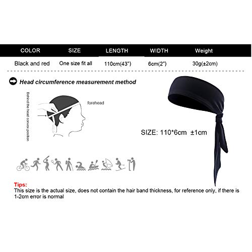 Yizhet Diadema Deportiva Hombre 2 Piezas Cinta para Pelo Roja y Negro Cinta Sudor Cabeza Antideslizante Bandas de Cabeza Unisex Pañuelo Pelo Deporte Headband para Ciclismo, Yoga