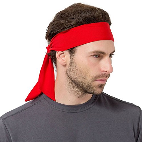 Yizhet Diadema Deportiva Hombre 2 Piezas Cinta para Pelo Roja y Negro Cinta Sudor Cabeza Antideslizante Bandas de Cabeza Unisex Pañuelo Pelo Deporte Headband para Ciclismo, Yoga