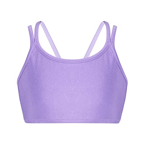 YiZYiF Top Interior Niñas Sujetador Deportivo Infantil Sujetador Bustier Ropa Interior de Camiseta de Tirantes Sujetador Elásticos Baile Deporte Morado A 4 años