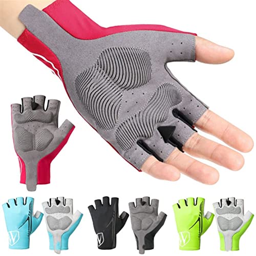 YJDLC De múltiples Fines Unisex Gloves Siting Bike Ciclismo Gel En Gel Media Finger ¿Desgaste de un Dedo Corto, al Aire Libre, al Aire Libre, Guante, Negro, Negro, Rojo para Hombres y Mujeres